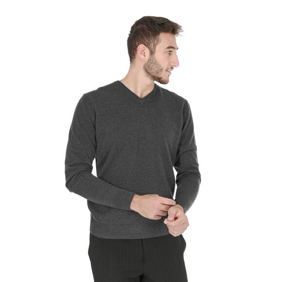 Crown of Edinburgh Cashmere VNeck Jumper Charcoal Slim Fit Men Dark gray - Picture 4 of 7